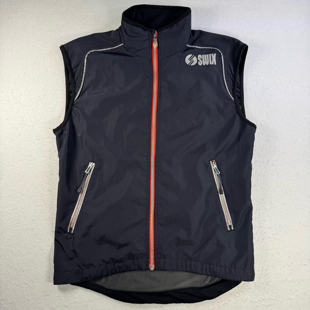 Swix Men’s Small Air Mesh Back‎ Technical Vest Black Red Full Zip